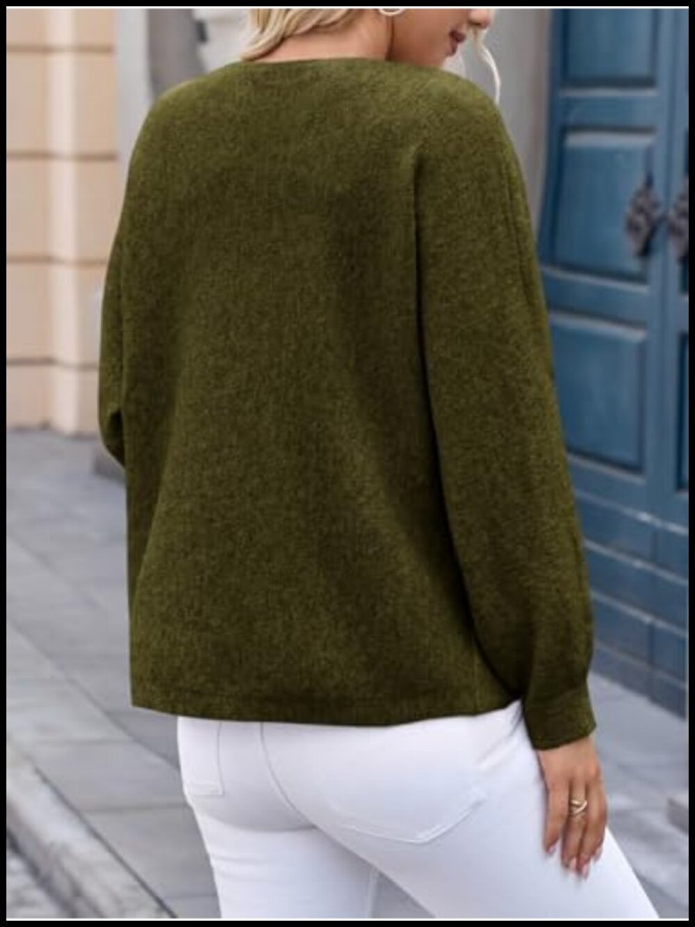 Womens Oversized Batwing Knit Pullover Sweater Long Sleeve Crew Neck Poncho Top - Picture 4 of 6